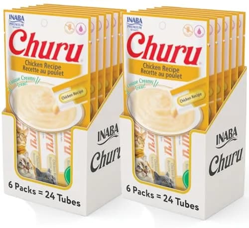 INABA Churu Chicken Recipe Lickable Cat Treats, 0.5 Ounce Tubes, 48 Count Pack thumbnail 1