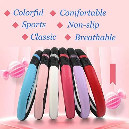 Cxtiy Pink Leather Steering Wheel Cover for Cars 38cm (15 inch) | Universal Fit for Women thumbnail 5