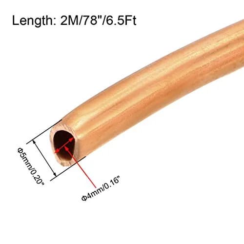 uxcell Soft Coil Copper Refrigeration Tubing 2.27 kg (5 lb) | 5mm OD x 4mm ID x 2m (6.5 Ft) for HVAC thumbnail 2