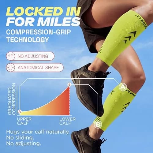 Rymora Calf Compression Sleeves for Men & Women (Pair) Neon Yellow Small | Graduated Compression for Shin Splints & Recovery thumbnail 6
