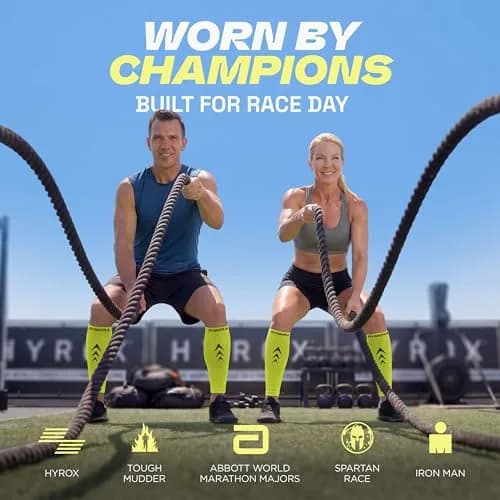 Rymora Calf Compression Sleeves for Men & Women (Pair) Neon Yellow Small | Graduated Compression for Shin Splints & Recovery thumbnail 3