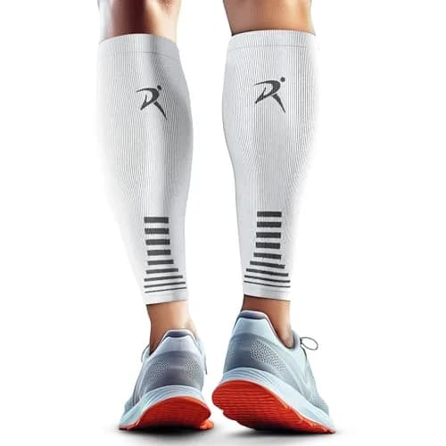 Rymora Calf Compression Sleeves for Men & Women (Pair) White XL | Graduated Support for Running & Shin Splints thumbnail 1