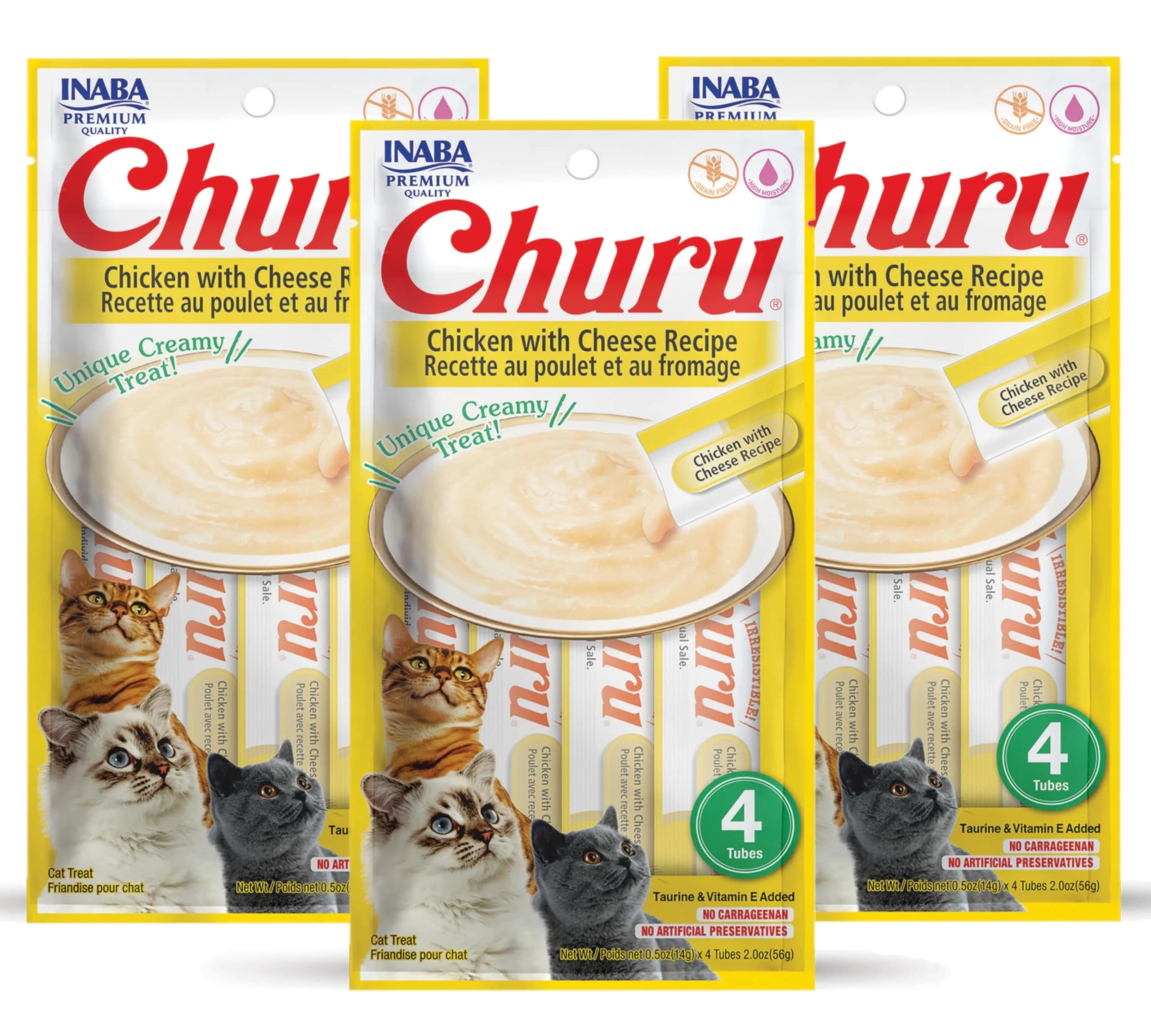 INABA Churu Cat Treats Chicken with Cheese Recipe, 0.5 oz Tubes (12 Pack) - main product image