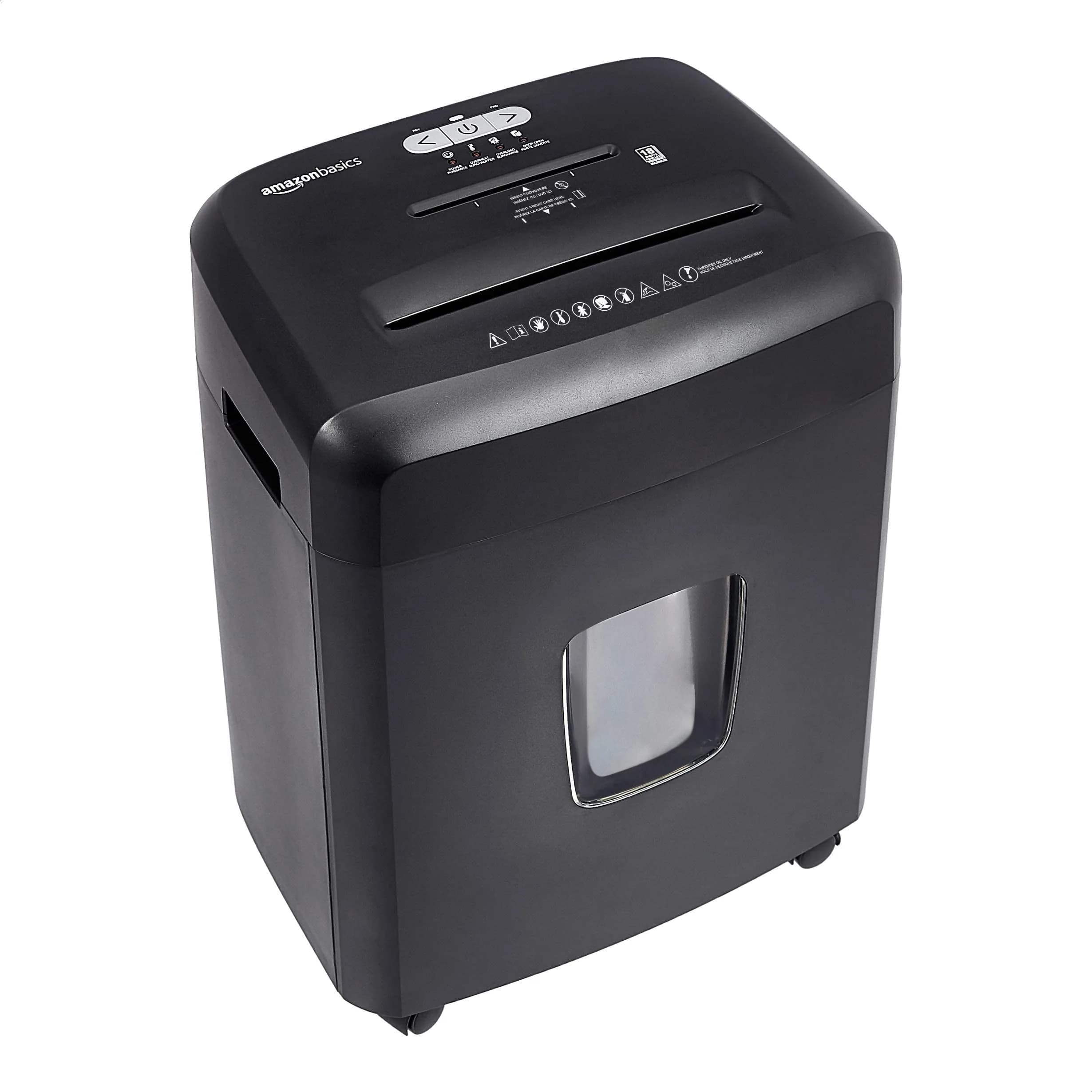 Amazon Basics 18-Sheet Cross-Cut Paper Shredder with 6 Gallon Bin | 30 Min Continuous Run Time