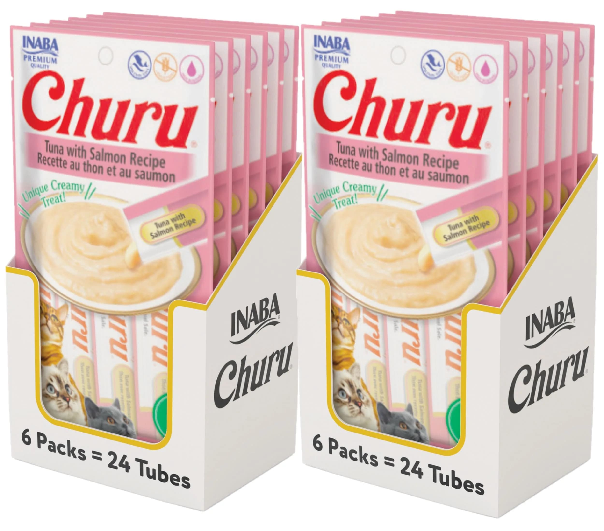 INABA Churu Tuna with Salmon Recipe Lickable Cat Treats, 0.5 oz Tubes, 48 Count - main product image