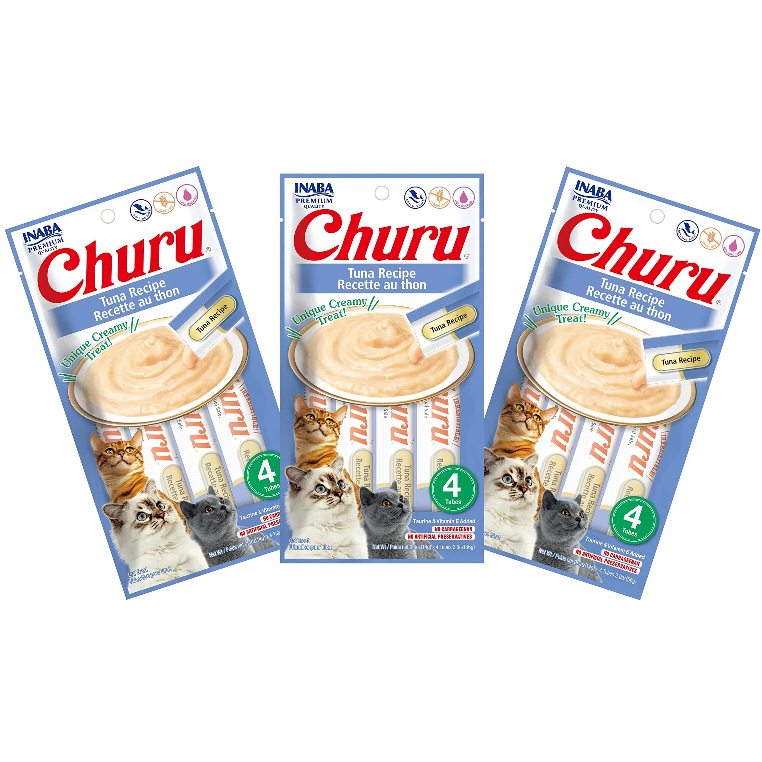 INABA Churu Tuna Recipe Lickable Purée Cat Treats, 0.5 oz Tubes, 12 Count - main product image