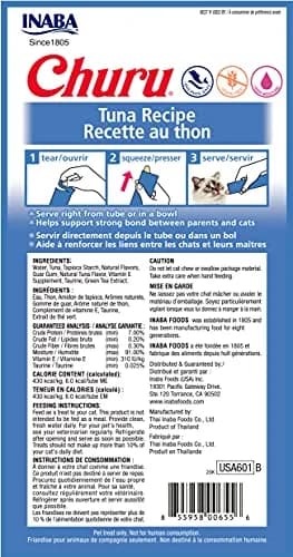 INABA Churu Tuna Recipe Lickable Purée Cat Treats, 0.5 oz Tubes, 12 Count thumbnail 2