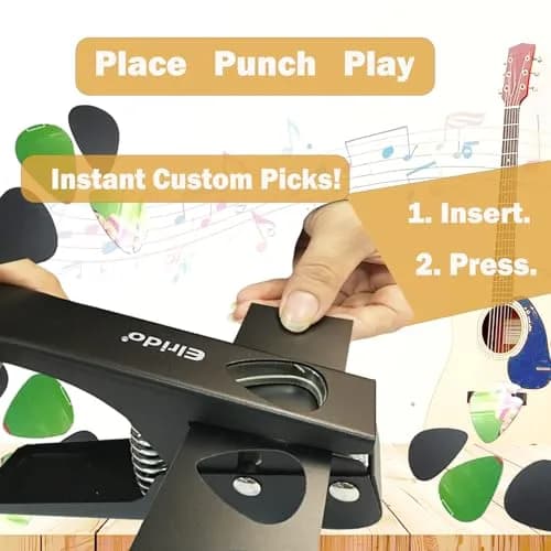 Elrido Guitar Pick Punch DIY Guitar Picks Maker with 2 Pick Sheets & Holder | Custom Plastic Picks thumbnail 6