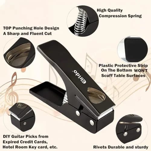Elrido Guitar Pick Punch DIY Guitar Picks Maker with 2 Pick Sheets & Holder | Custom Plastic Picks thumbnail 7