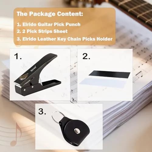Elrido Guitar Pick Punch DIY Guitar Picks Maker with 2 Pick Sheets & Holder | Custom Plastic Picks thumbnail 9