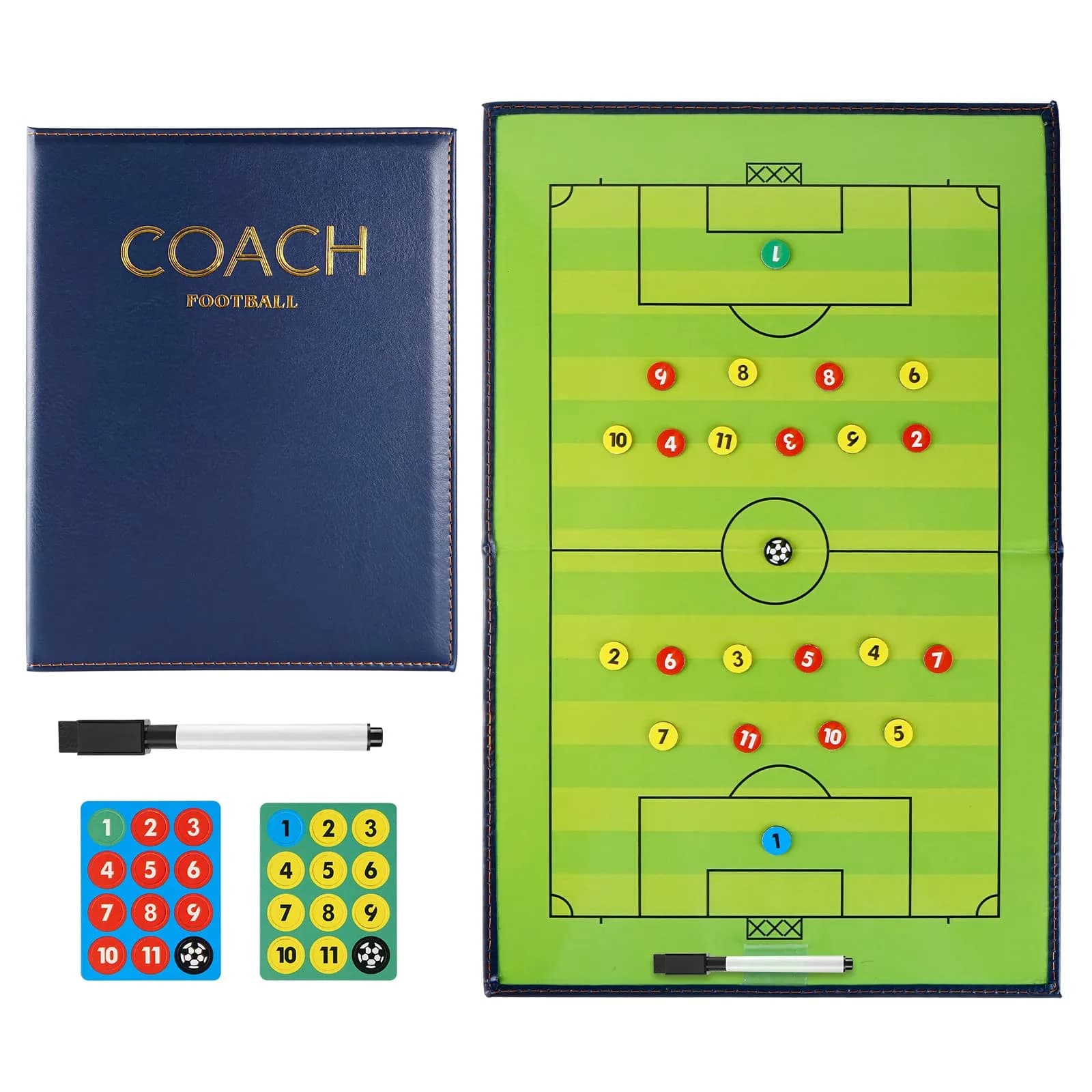 Pure Vie Portable Magnetic Soccer Coaching Board Football Tactics Clipboard 42cm x 28cm | Strategy Tool for Coaches - main product image