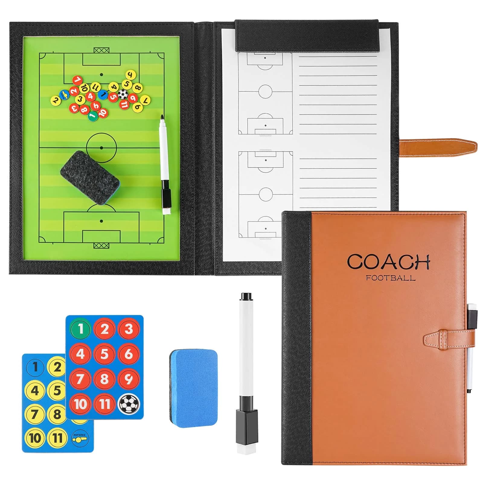 Pure Vie Portable Magnetic Soccer Coaching Board Football Tactics Clipboard 49cm x 32cm | Strategy Tool for Coaches - main product image
