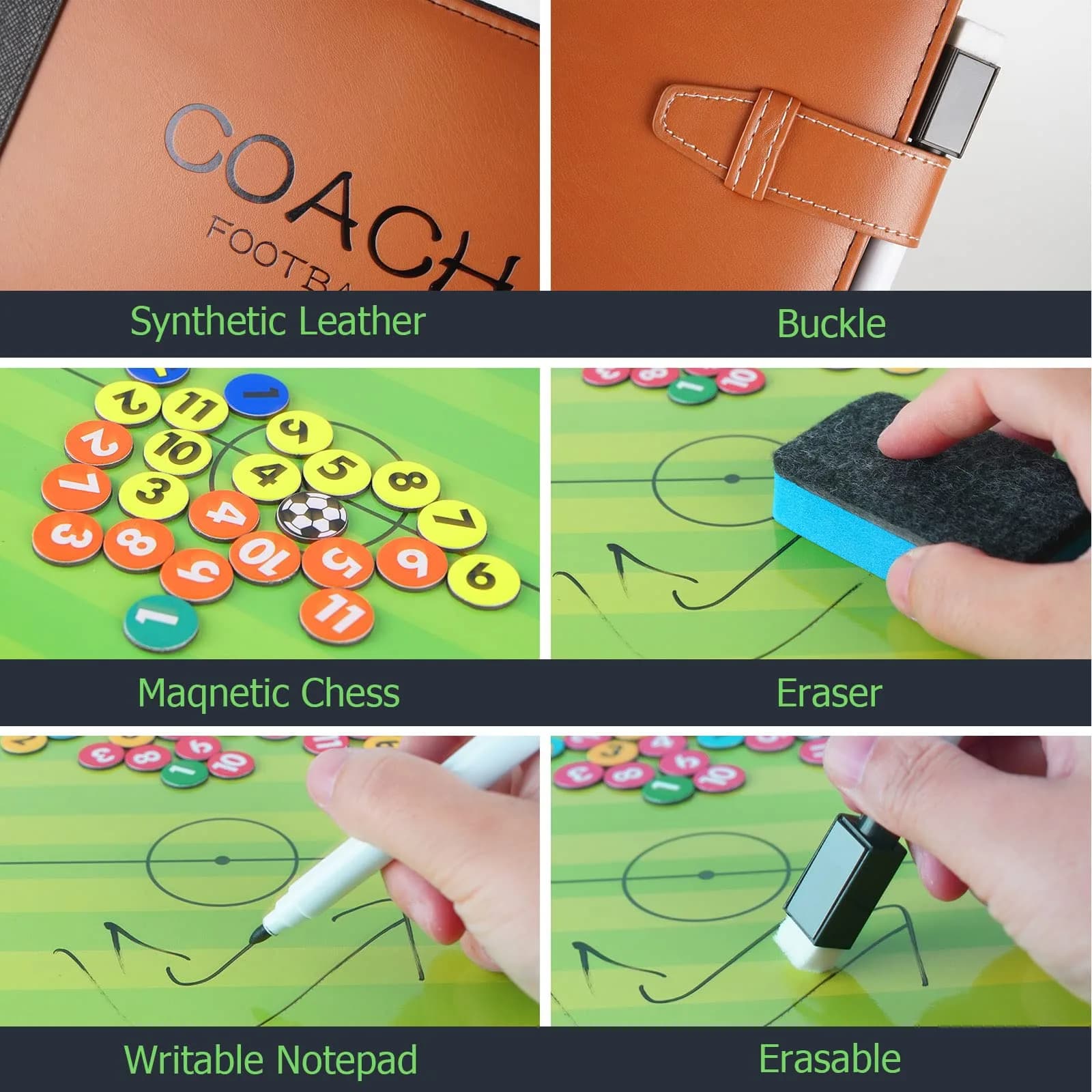 Pure Vie Portable Magnetic Soccer Coaching Board Football Tactics Clipboard 49cm x 32cm | Strategy Tool for Coaches - view 5