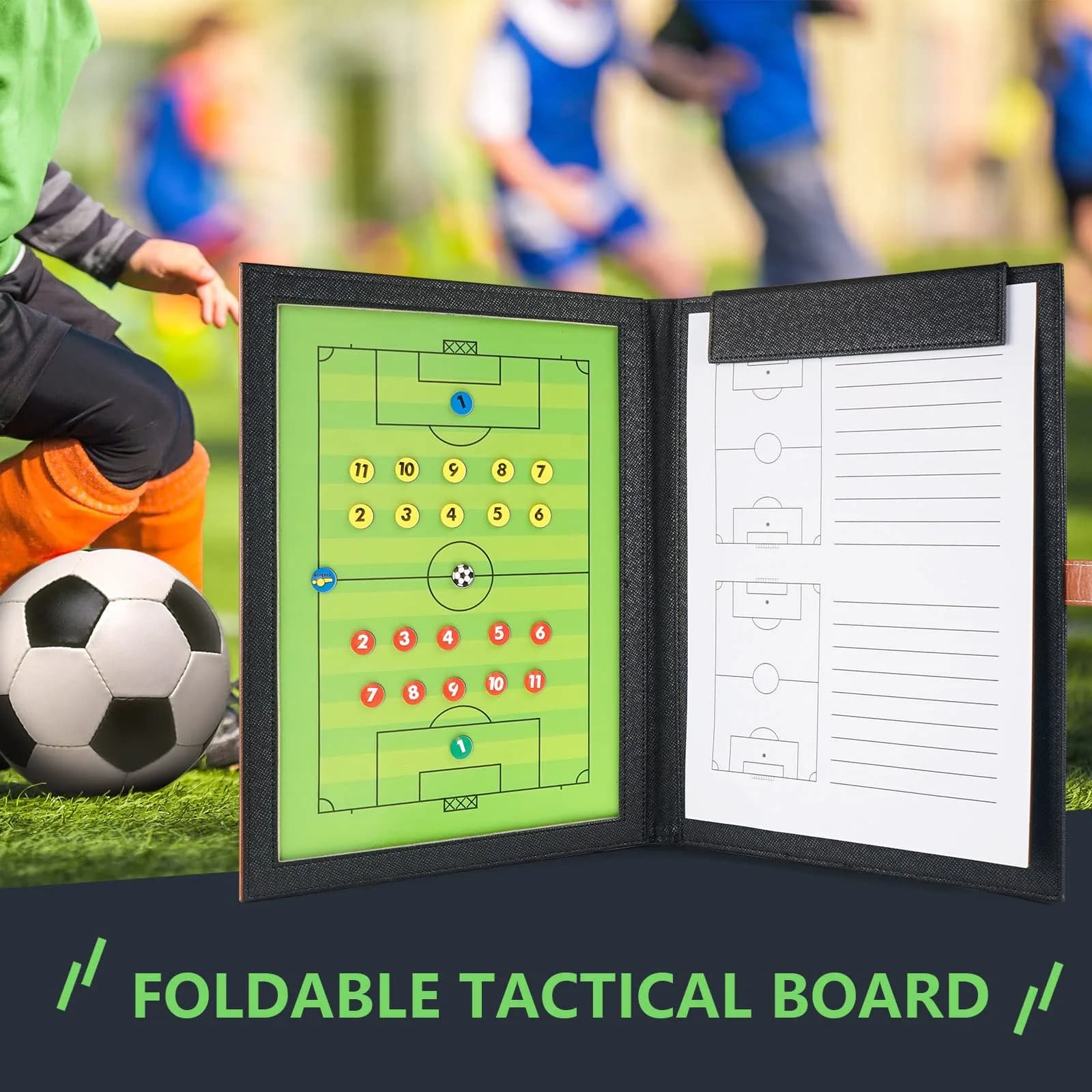 Pure Vie Portable Magnetic Soccer Coaching Board Football Tactics Clipboard 49cm x 32cm | Strategy Tool for Coaches - view 2