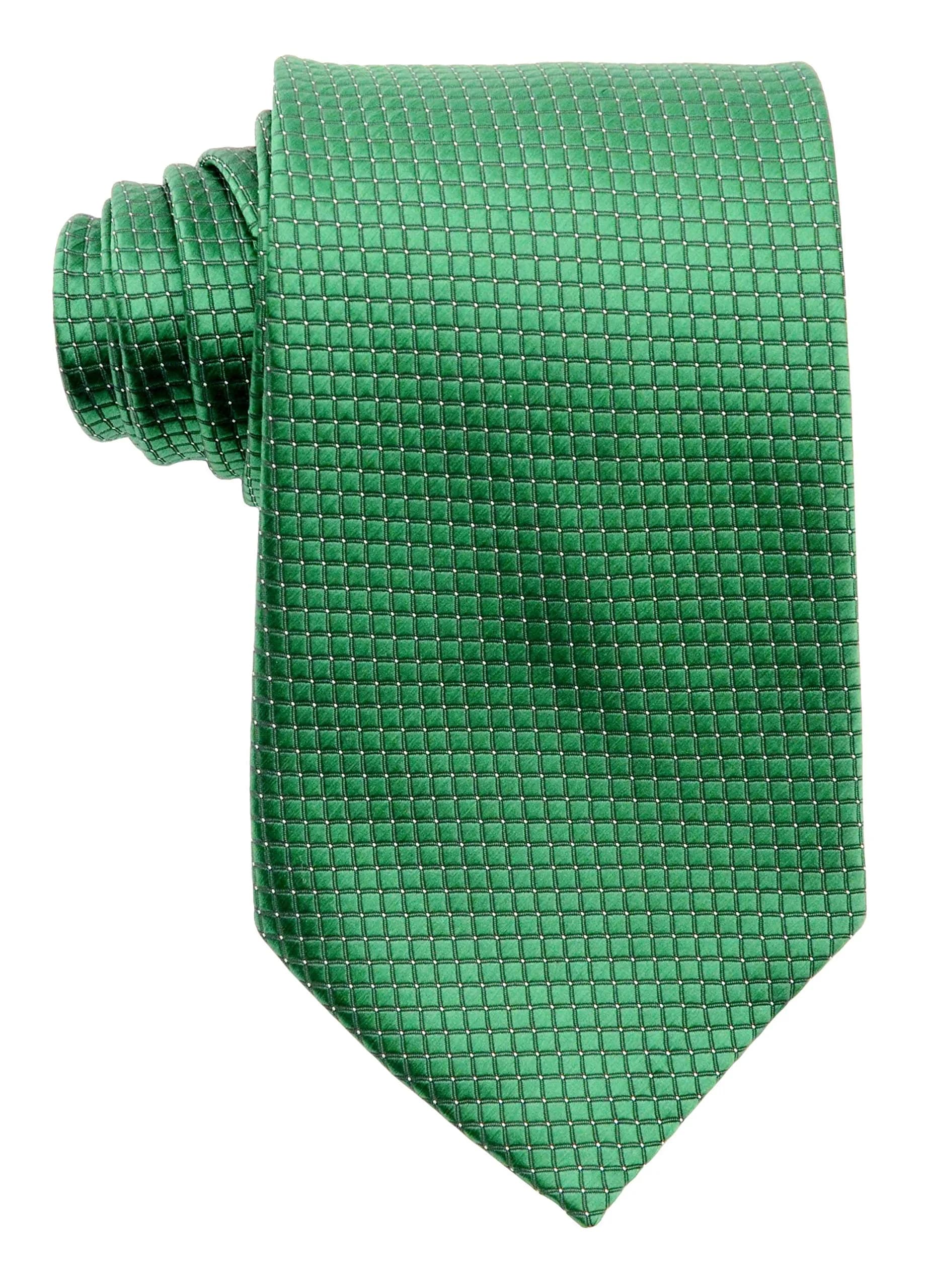 Geotae Zerun Classic Solid Checks Paisley Jacquard Woven Silk Men's Tie (Check Green) | Durable 100% Silk Necktie for Formal Wear