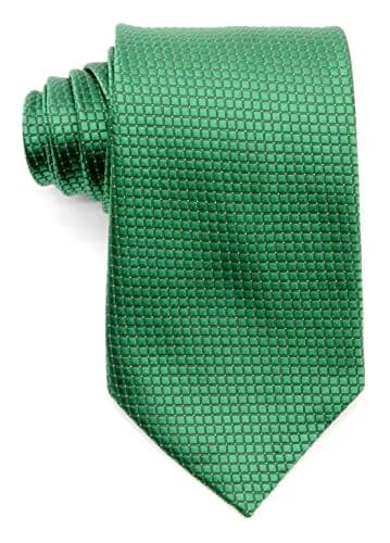Geotae Zerun Classic Solid Checks Paisley Jacquard Woven Silk Men's Tie (Check Green) | Durable 100% Silk Necktie for Formal Wear thumbnail 4