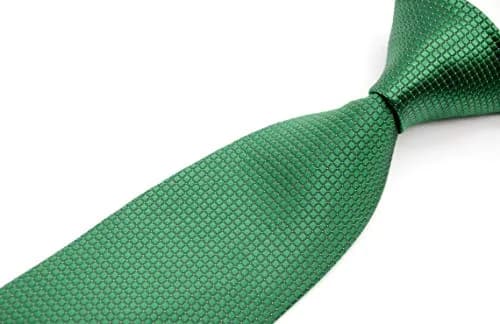 Geotae Zerun Classic Solid Checks Paisley Jacquard Woven Silk Men's Tie (Check Green) | Durable 100% Silk Necktie for Formal Wear thumbnail 3