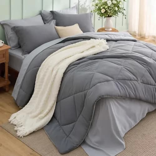 Bedsure Queen Bed in a Bag Reversible Comforter Set 7 Pieces | All-Season Microfiber Bedding thumbnail 1