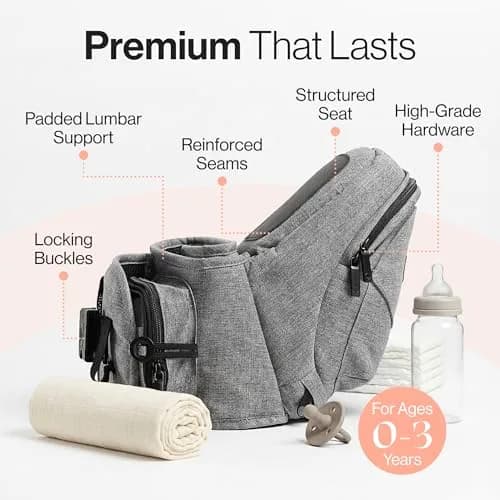 TushBaby Original Hip Seat Baby Carrier Grey | Ergonomic Support for Babies & Toddlers up to 20.4 kg (45 lbs) thumbnail 5
