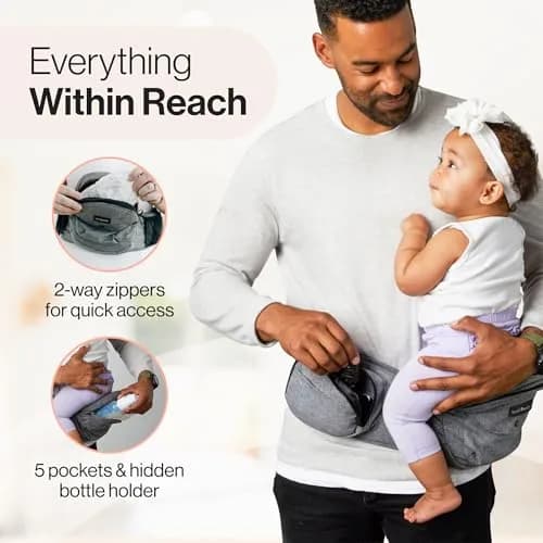 TushBaby Original Hip Seat Baby Carrier Grey | Ergonomic Support for Babies & Toddlers up to 20.4 kg (45 lbs) thumbnail 6