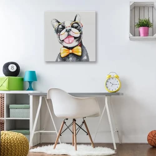 SEVEN WALL ARTS Cute Dog Canvas Wall Art 24" x 24" | Colorful Animal Dog with Glasses thumbnail 4