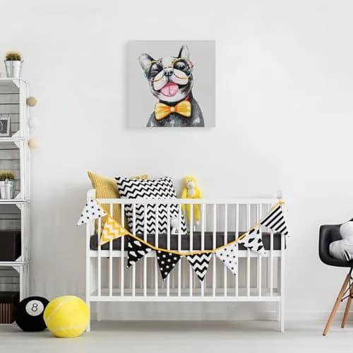 SEVEN WALL ARTS Cute Dog Canvas Wall Art 24" x 24" | Colorful Animal Dog with Glasses thumbnail 8
