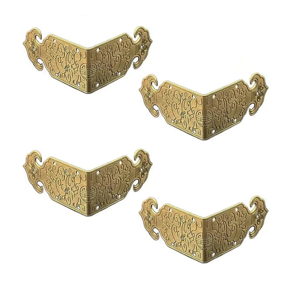 Tiazza Vintage Style Antique Brass Embossing Decorative Corner Protectors 2"x2"x1" (50x50x25mm) | Reinforce & Decorate Furniture — Antique Bronze