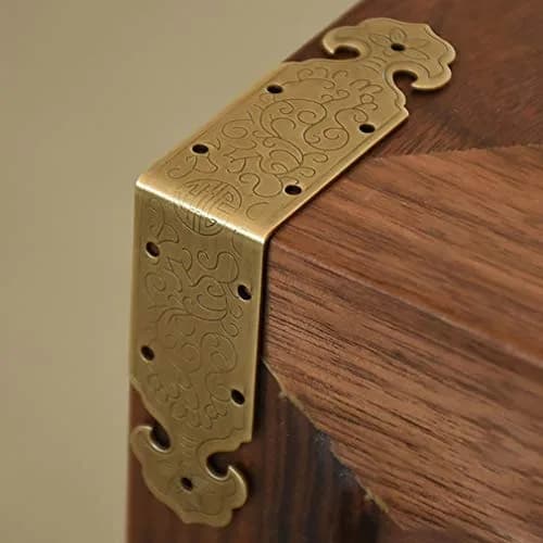 Tiazza Vintage Style Antique Brass Embossing Decorative Corner Protectors 2"x2"x1" (50x50x25mm) | Reinforce & Decorate Furniture thumbnail 6