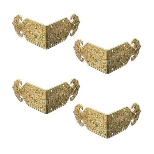 Tiazza Vintage Style Antique Brass Embossing Decorative Corner Protectors 2"x2"x1" (50x50x25mm) | Reinforce & Decorate Furniture thumbnail 1