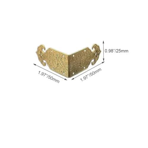 Tiazza Vintage Style Antique Brass Embossing Decorative Corner Protectors 2"x2"x1" (50x50x25mm) | Reinforce & Decorate Furniture thumbnail 3