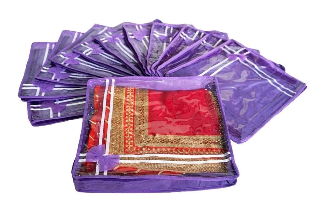 Fashion Bizz Purple Premium Single Saree Cover 12 Pcs Combo | 6.85 Liters Capacity - main product image