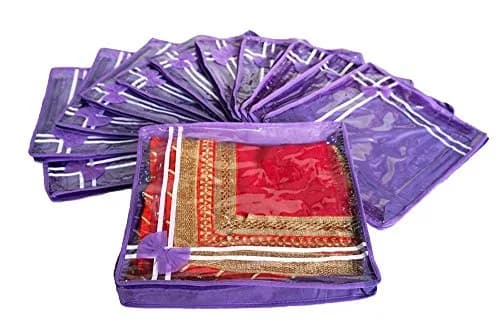 Fashion Bizz Purple Premium Single Saree Cover 12 Pcs Combo | 6.85 Liters Capacity thumbnail 1