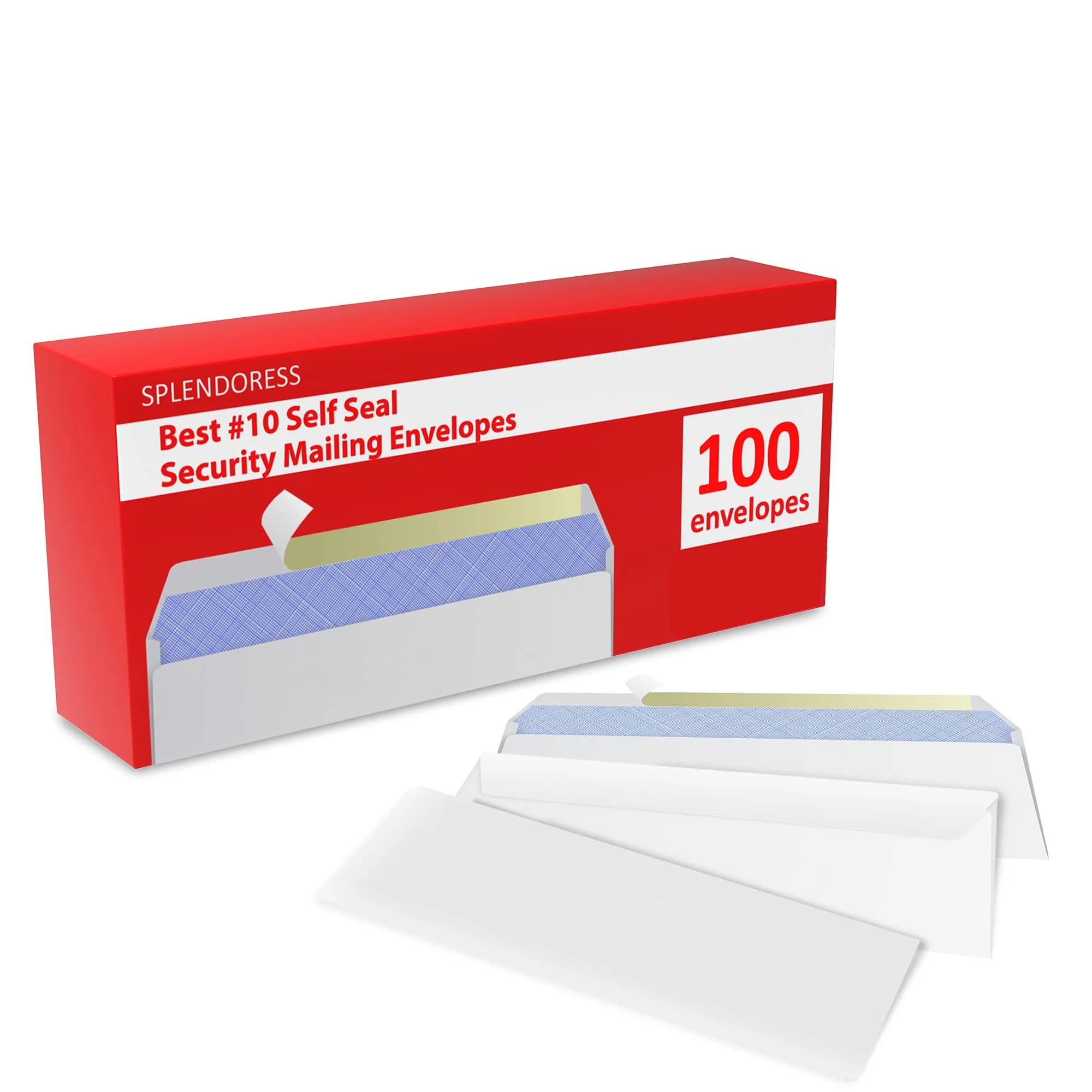 Splendoress Self Seal Envelopes #10 Size (4-1/8 x 9-1/2 Inches) | 100 Pack Business Mailing Security Peel and Seal - view 2