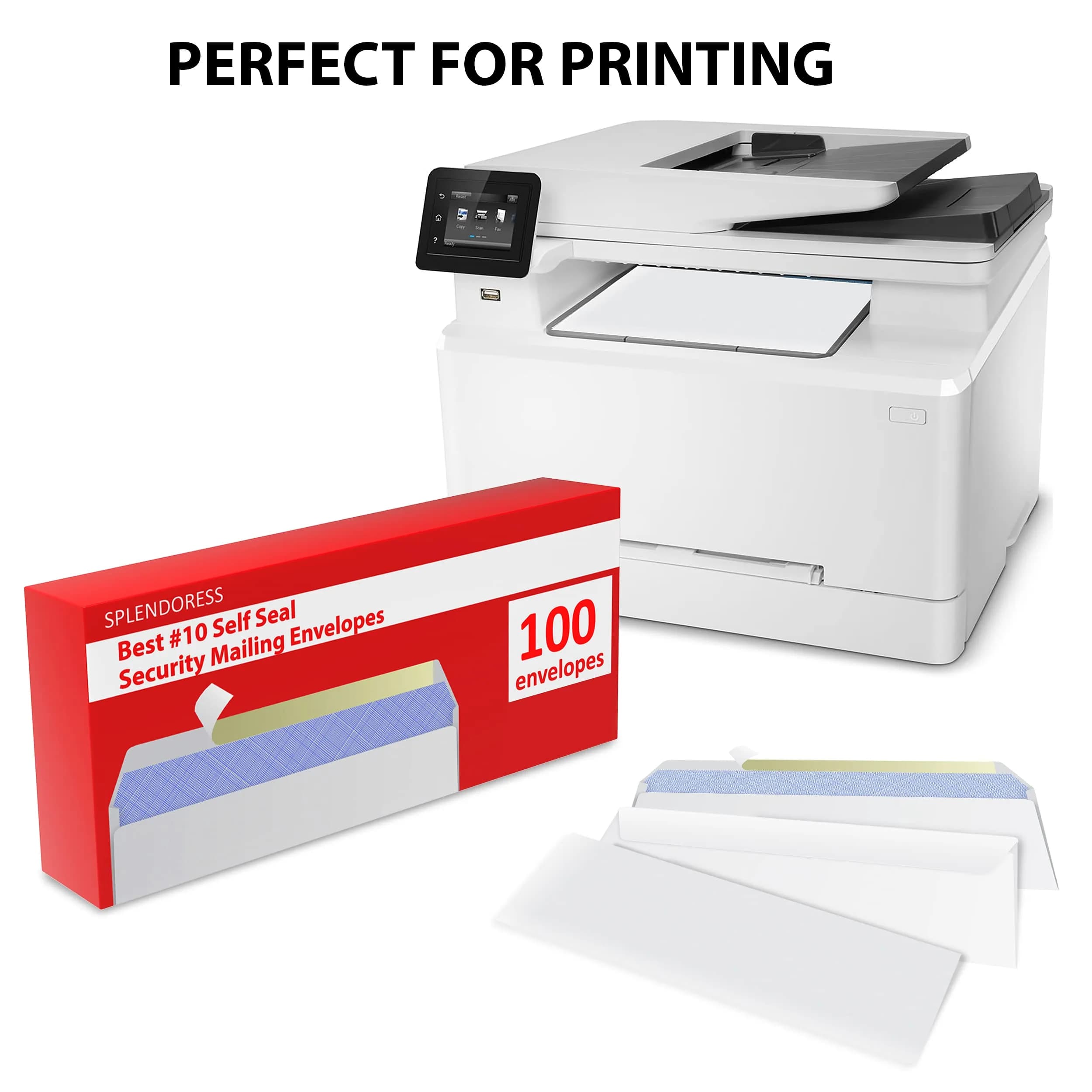 Splendoress Self Seal Envelopes #10 Size (4-1/8 x 9-1/2 Inches) | 100 Pack Business Mailing Security Peel and Seal - view 3