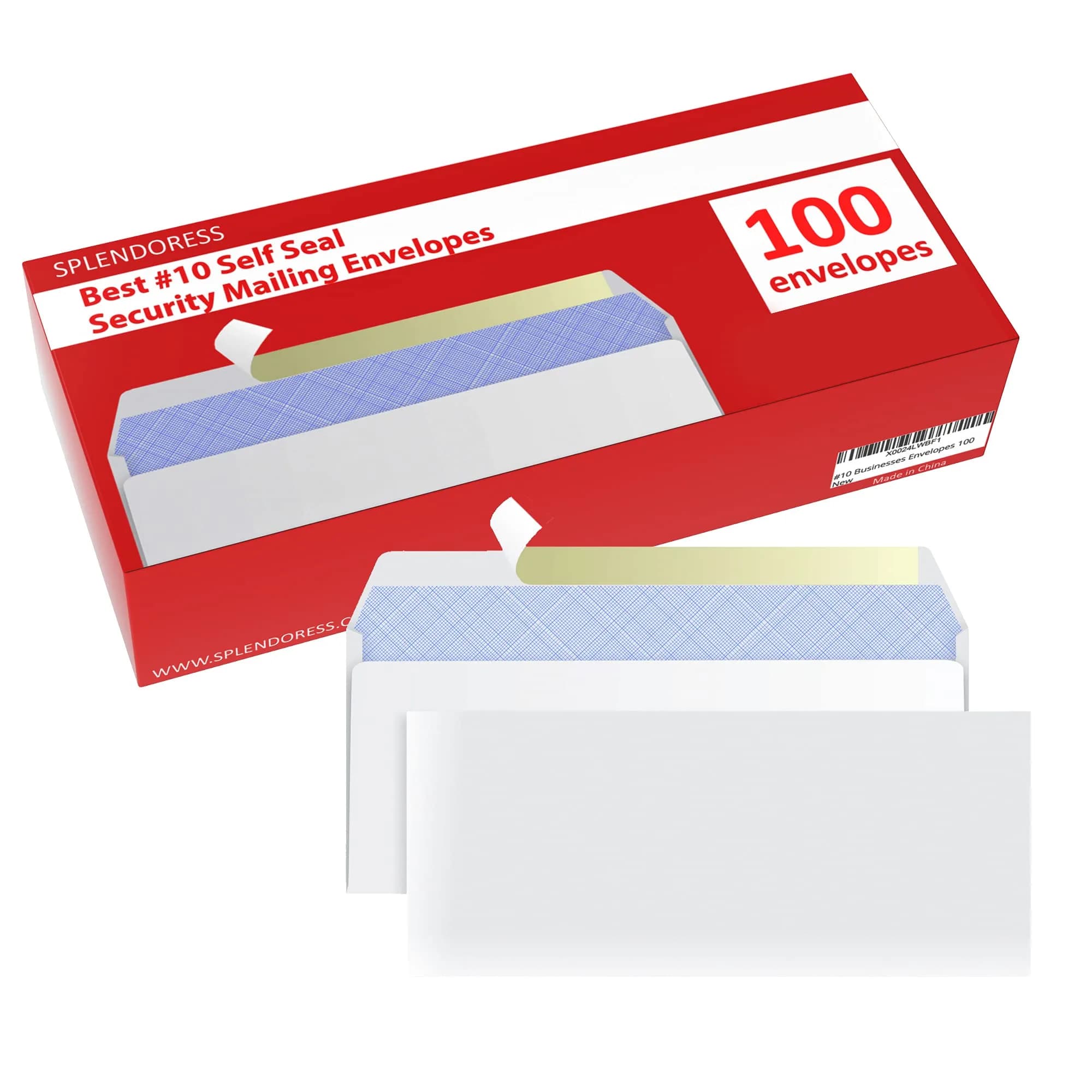 Splendoress Self Seal Envelopes #10 Size (4-1/8 x 9-1/2 Inches) | 100 Pack Business Mailing Security Peel and Seal - view 5