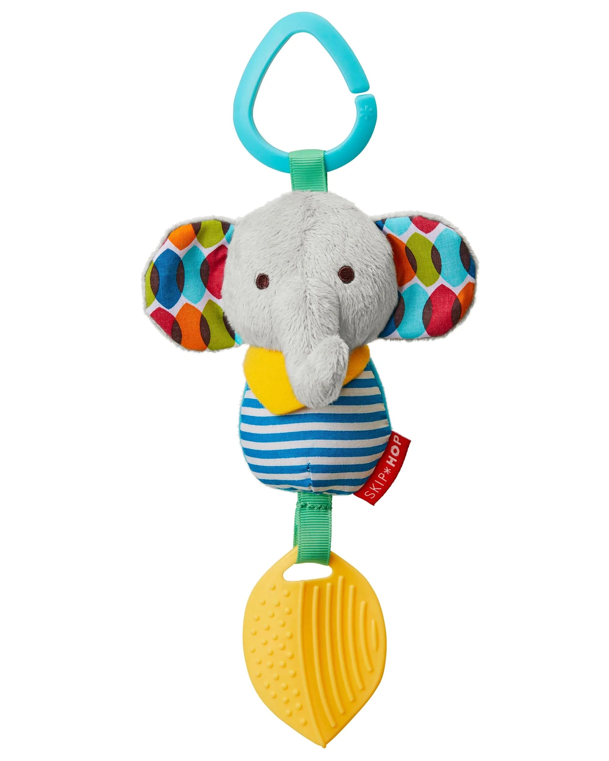 Skip Hop Bandana Buddies Activity and Teething Toy with Rattle and Textures, Elephant 13cm (5") | BPA-Free, Phthalate-Free, CPSIA Compliant — Elephant Chime & Teether