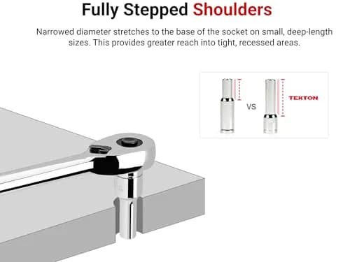 TEKTON 3/8 Inch Drive x 5/16 Inch 6-Point Socket | Chrome Plated Steel, Deep Finish, Exact Fit for Hex Fasteners thumbnail 5