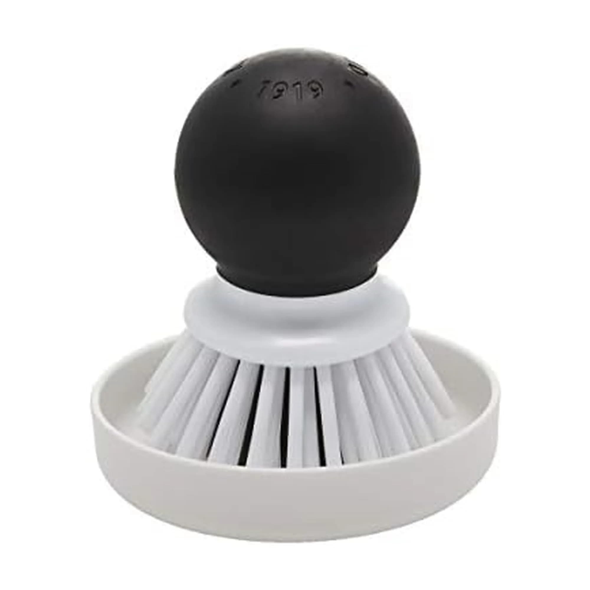KitchenAid Palm Brush with Dish Tray | Durable Nylon Bristles for Tough Cleaning, Dishwasher Safe, 2 Piece, Black — Black