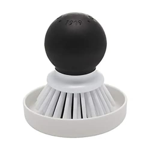 KitchenAid Palm Brush with Dish Tray | Durable Nylon Bristles for Tough Cleaning, Dishwasher Safe, 2 Piece, Black thumbnail 1