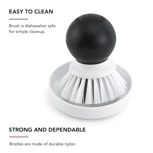 KitchenAid Palm Brush with Dish Tray | Durable Nylon Bristles for Tough Cleaning, Dishwasher Safe, 2 Piece, Black thumbnail 3