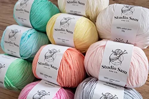 Studio Sam Pure Cotton Yarn Set Pastel Dreams Collection 1850 Yards (500g) | 100% Cotton DK Weight for Amigurumi & Baby Blankets thumbnail 4