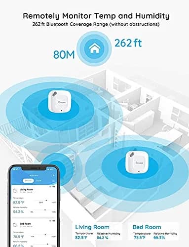 Govee Smart Bluetooth Thermometer Hygrometer H5074, Mini Humidity Sensor 1.56in x 1.56in x 0.67in (4cm x 4cm x 1.7cm) thumbnail 4