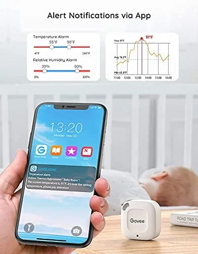 Govee Smart Bluetooth Thermometer Hygrometer H5074, Mini Humidity Sensor 1.56in x 1.56in x 0.67in (4cm x 4cm x 1.7cm) thumbnail 2