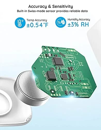 Govee Smart Bluetooth Thermometer Hygrometer H5074, Mini Humidity Sensor 1.56in x 1.56in x 0.67in (4cm x 4cm x 1.7cm) thumbnail 3