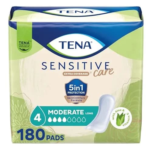 TENA Sensitive Skin Bladder Control Pads, Moderate Long 180 ct | Dermatologist Approved for Sensitive Skin — Regular