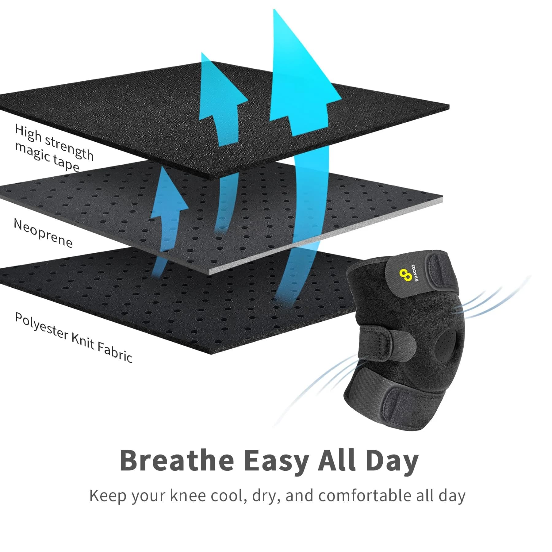 Bracoo Adjustable Knee Support Brace with Patellar Pad & Straps | 100g (3.5oz) - view 6