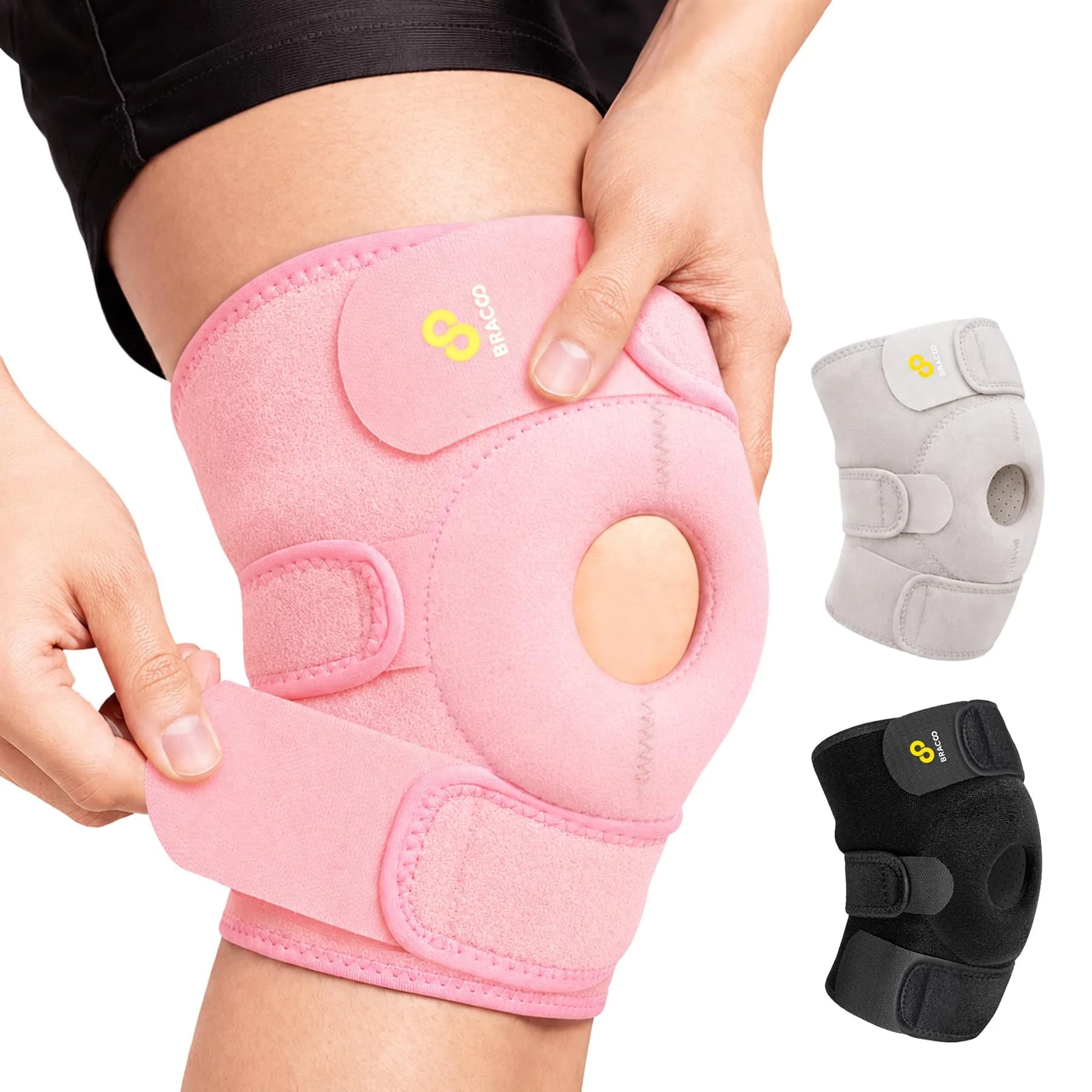Bracoo Adjustable Knee Support Brace with Patellar Pad & Straps | 100g (3.5oz) - main product image