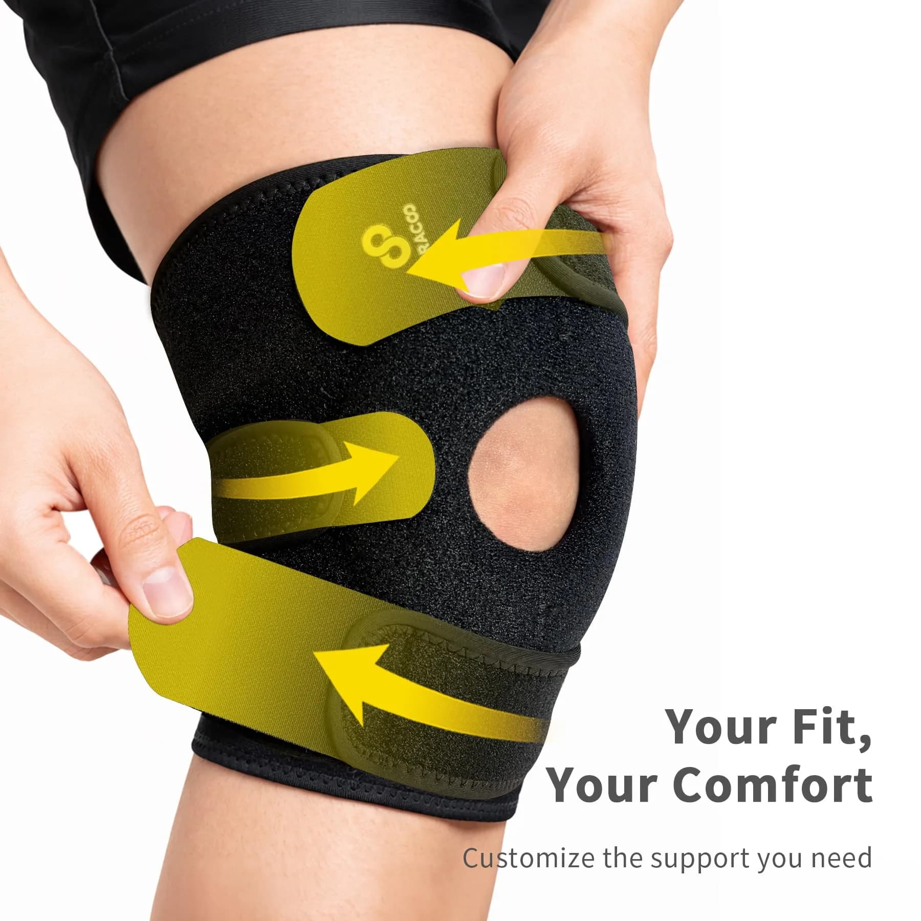 Bracoo Adjustable Knee Support Brace with Patellar Pad & Straps | 100g (3.5oz) - view 3