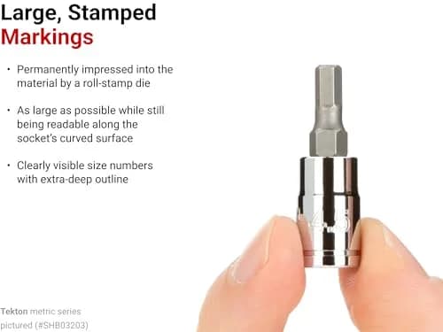TEKTON 1/4 Inch Drive x 3/32 Inch Hex Bit Socket | Precise, Chrome-Plated, S2 Steel (70-120 chars) thumbnail 4