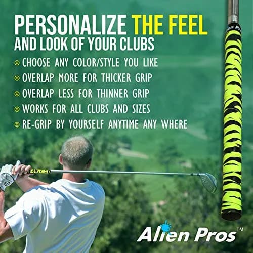 Alien Pros Golf Grip Wrapping Tapes (3-Pack) - Neon Yellow Tiger Pattern | 1 inch (2.54 cm) Wide, 43 inches (109.22 cm) Long thumbnail 5